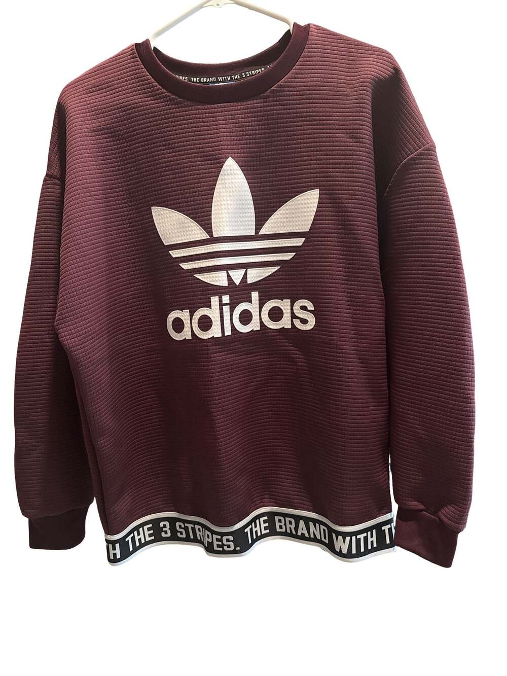 Adidas Originals Trefoil Ribbed Sweatshirt Maroon Size S